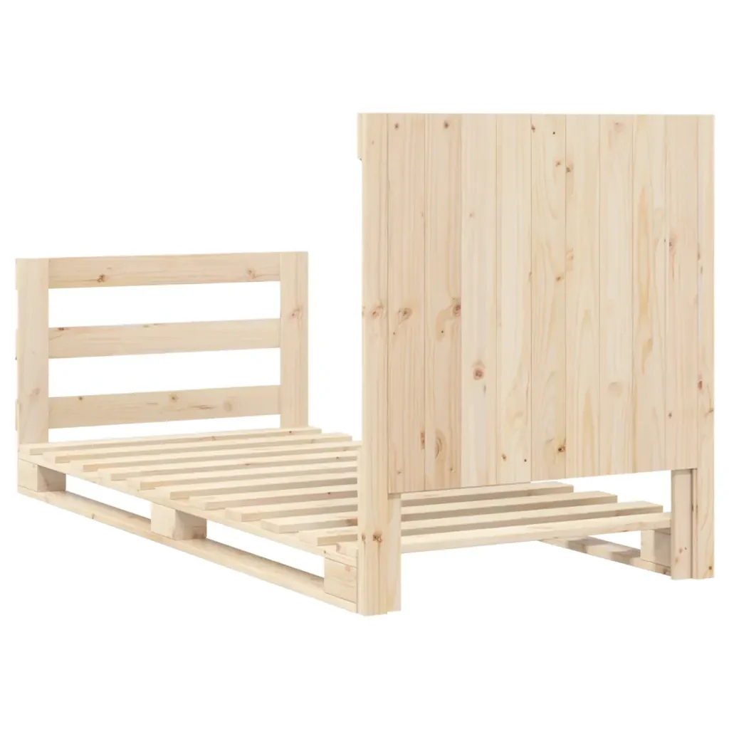 Letto singolo | Letto per adulti | Giroletto con Testiera 90x200 cm in Legno Massello di Pino - Image 9
