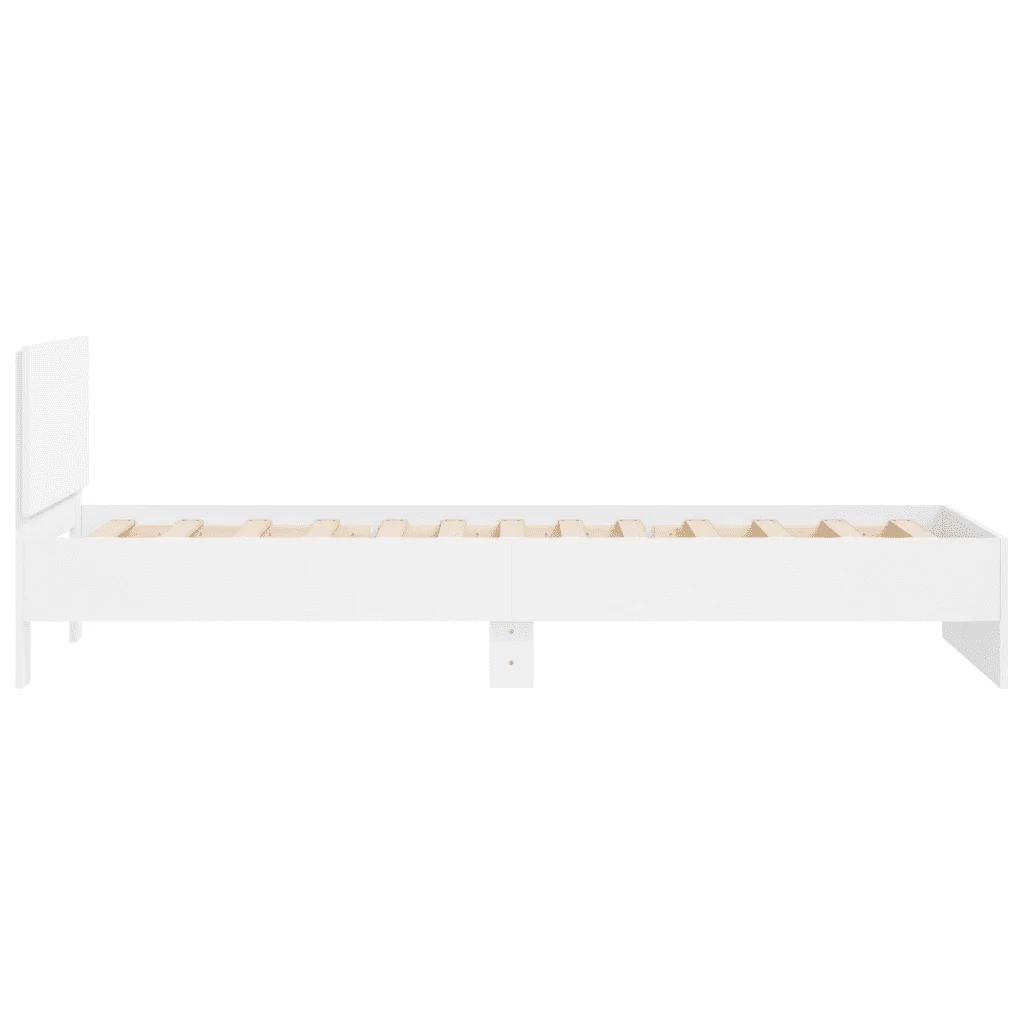 Letto singolo | Letto per adulti | Giroletto con Testiera Bianco 100x200 cm in Legno Multistrato - Image 6