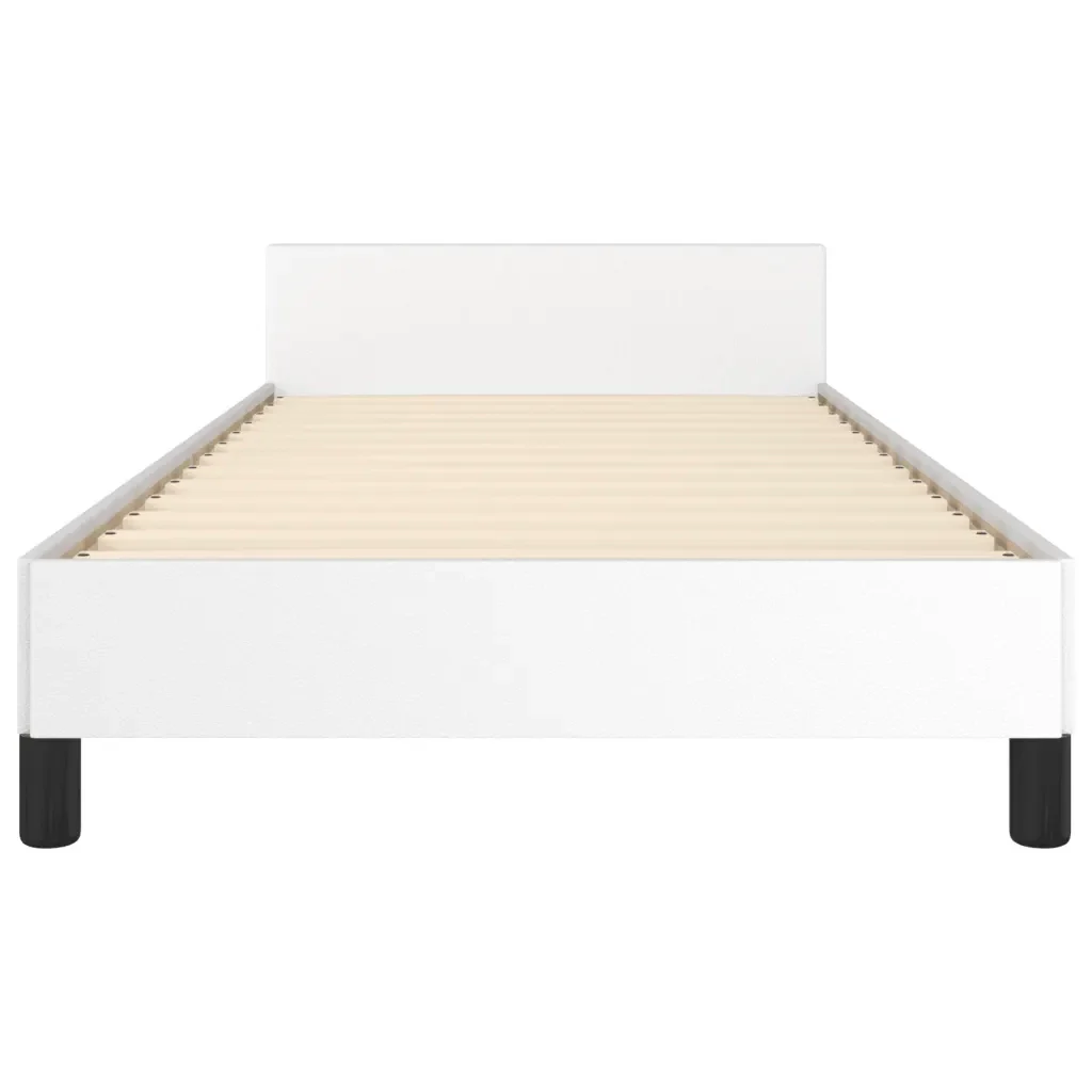 Letto singolo | Letto per adulti | Giroletto con Testiera Bianco 100x200 cm in Similpelle - Image 6