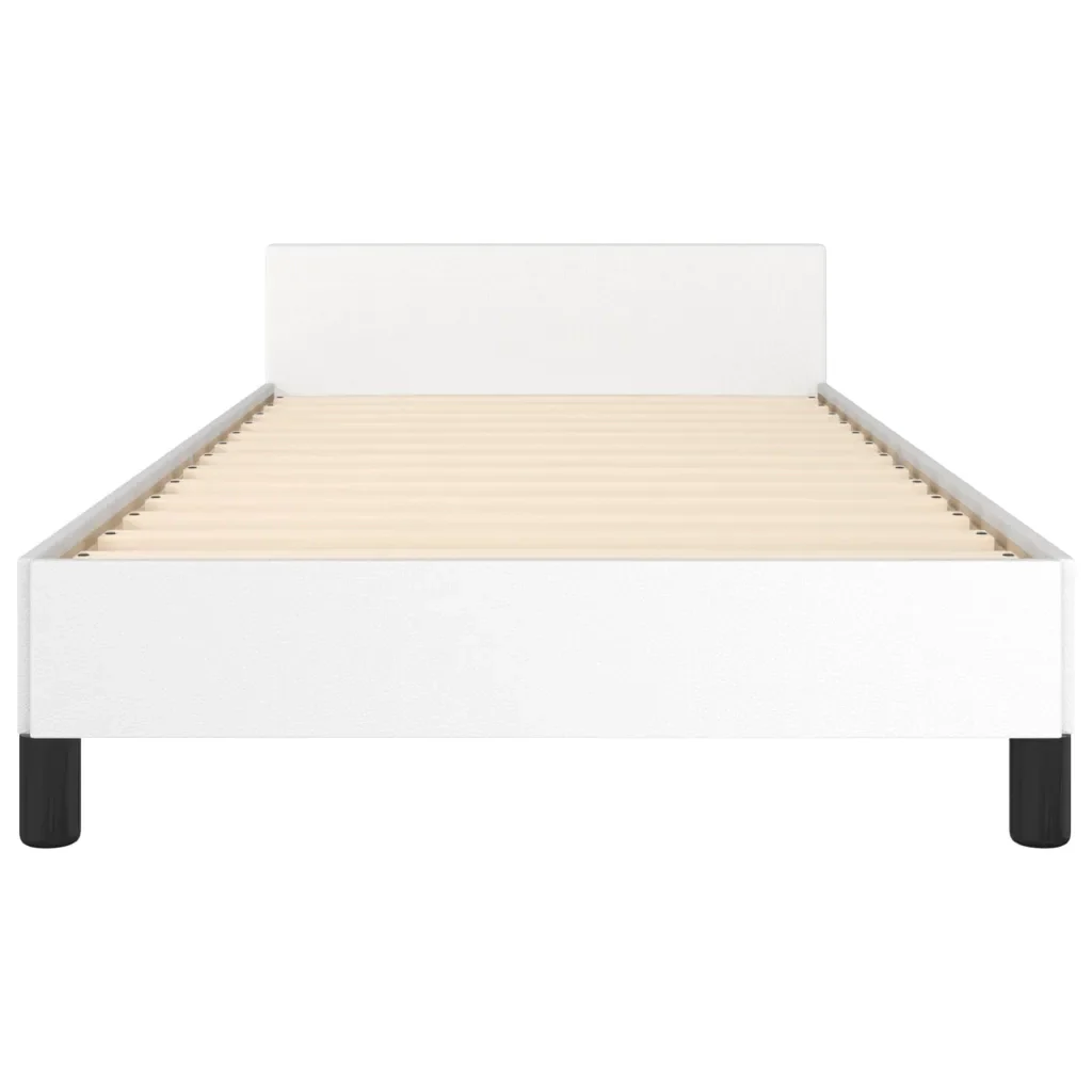 Letto singolo | Letto per adulti | Giroletto con Testiera Bianco 100x200 cm in Similpelle - Image 6