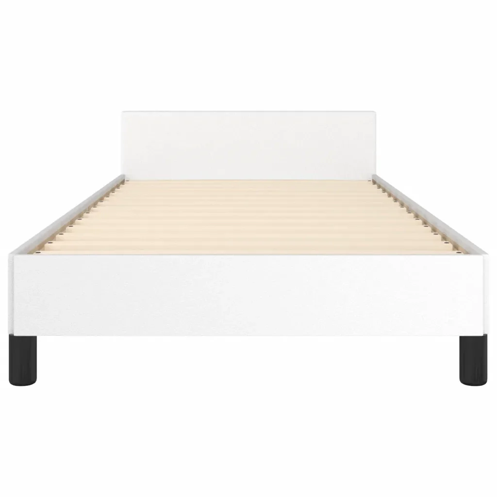 Letto singolo | Letto per adulti | Giroletto con Testiera Bianco 100x200 cm in Similpelle - Image 6