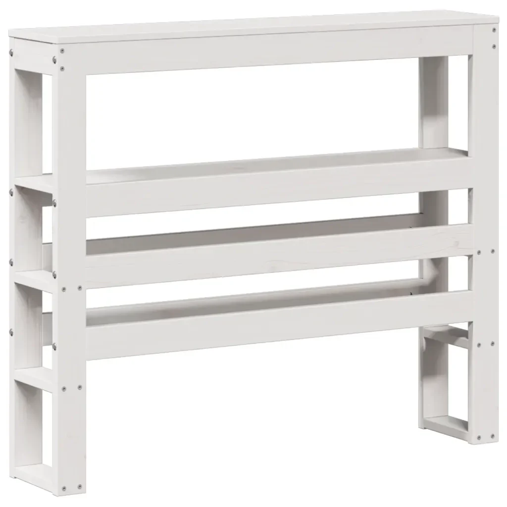 Letto singolo | Letto per adulti | Giroletto con Testiera Bianco 75x190 cm Legno Massello di Pino - Image 6