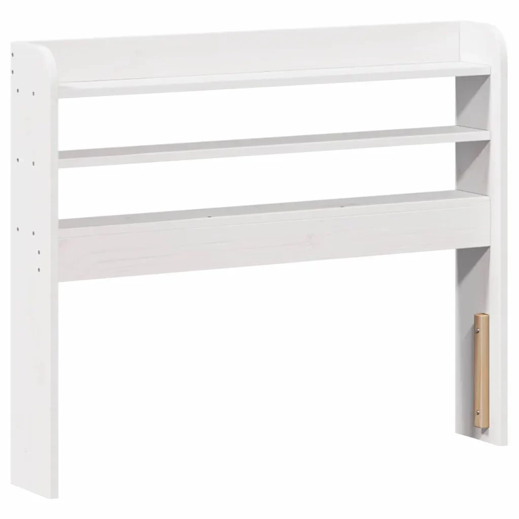 Letto singolo | Letto per adulti | Giroletto con Testiera Bianco 75x190 cm Legno Massello di Pino - Image 6