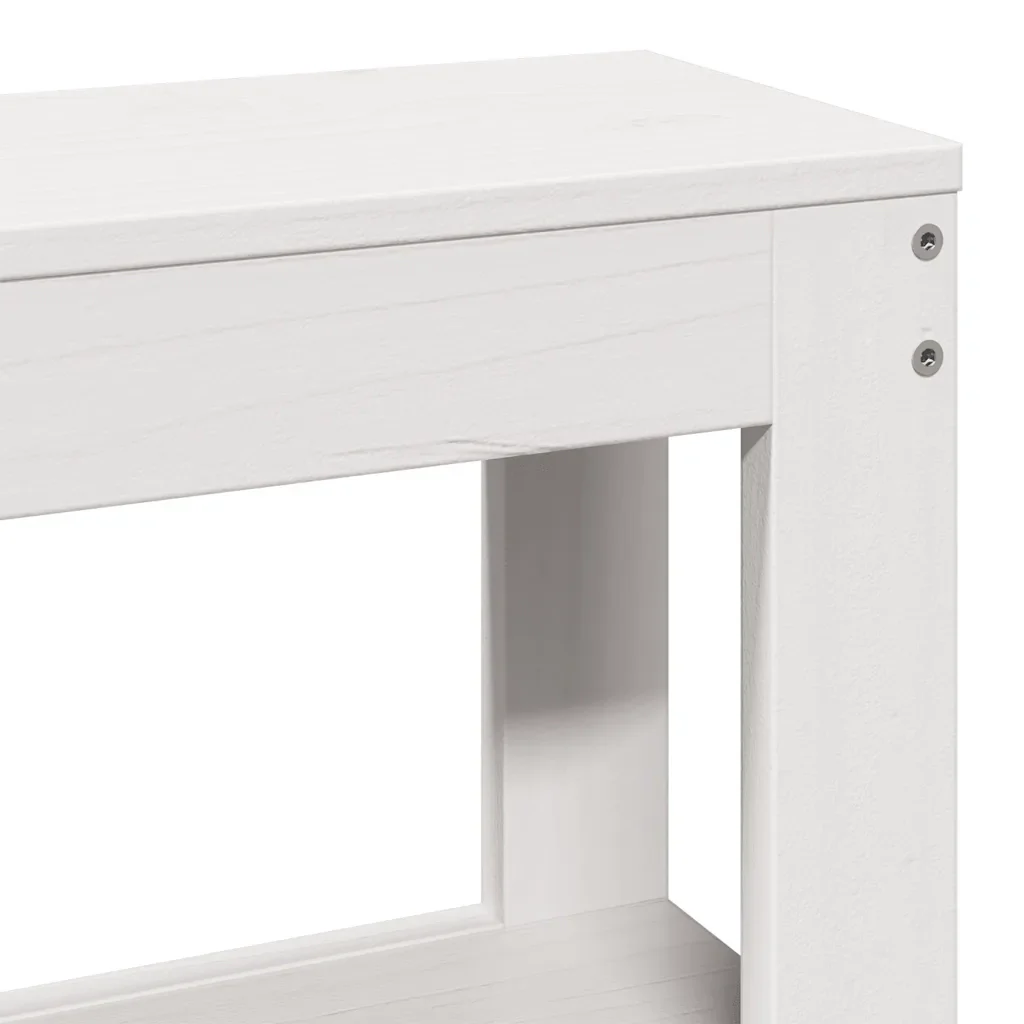 Letto singolo | Letto per adulti | Giroletto con Testiera Bianco 75x190 cm Legno Massello di Pino - Image 9