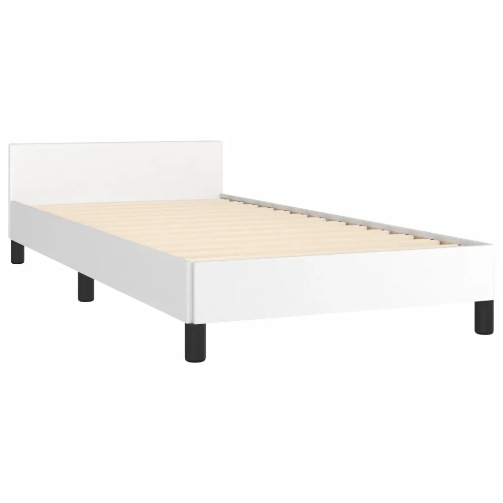 Letto singolo | Letto per adulti | Giroletto con Testiera Bianco 90x190 cm in Similpelle - Image 5