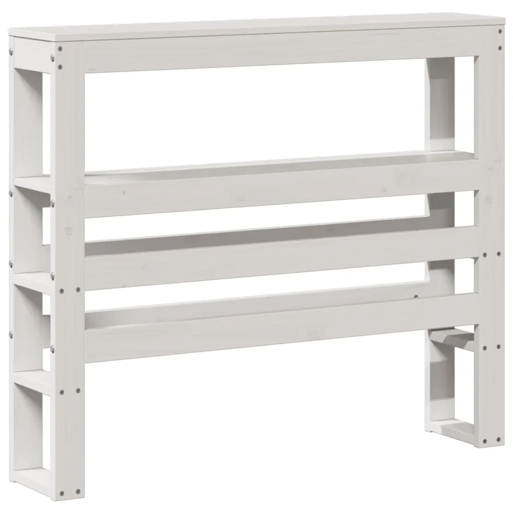 Letto singolo | Letto per adulti | Giroletto con Testiera Bianco 90x190 cm Legno Massello di Pino - Image 6