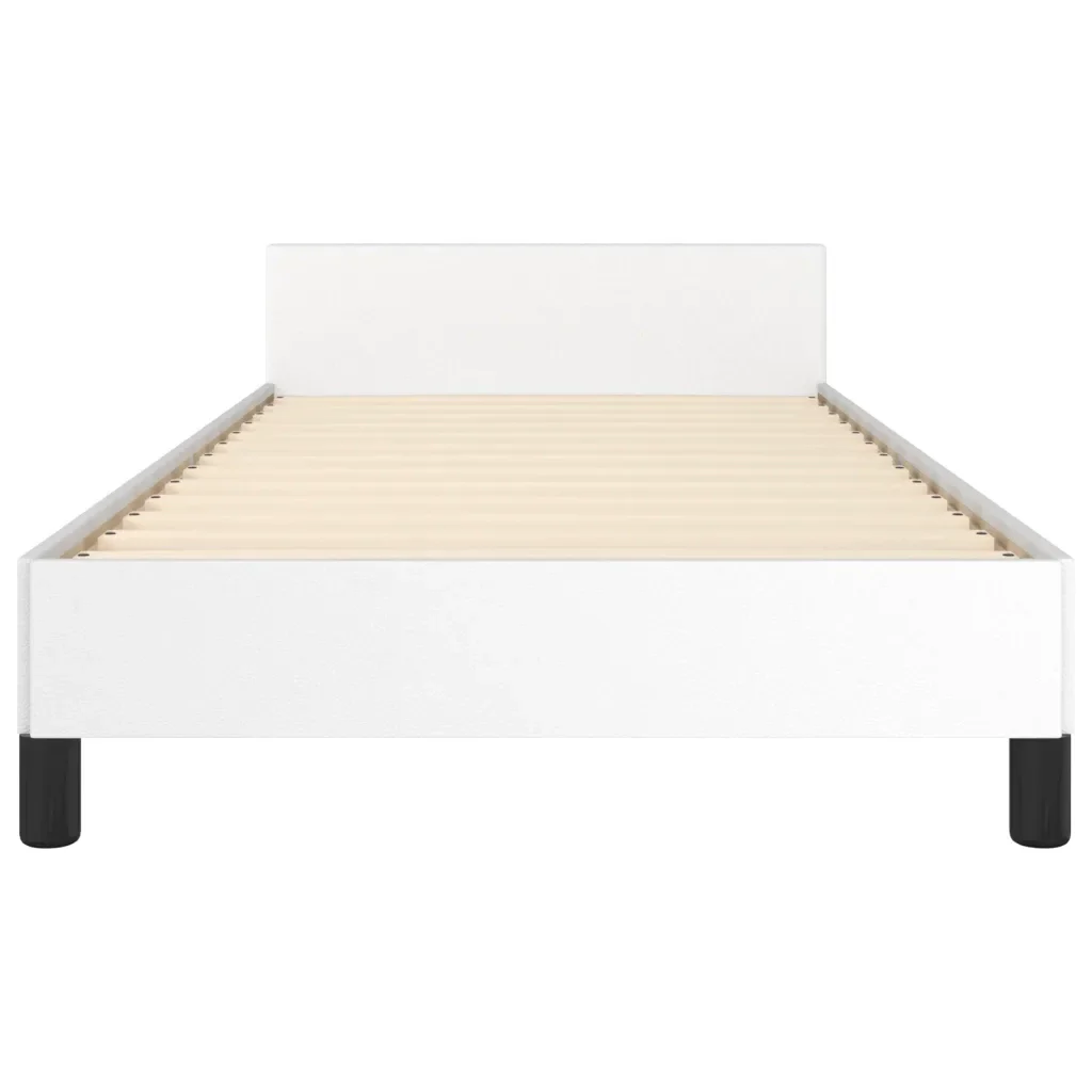 Letto singolo | Letto per adulti | Giroletto con Testiera Bianco 90x200 cm in Similpelle - Image 6
