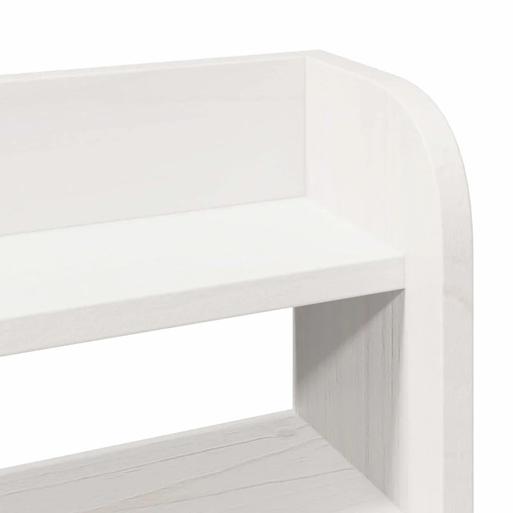 Letto singolo | Letto per adulti | Giroletto con Testiera Bianco 90x200 cm Legno Massello di Pino - Image 10
