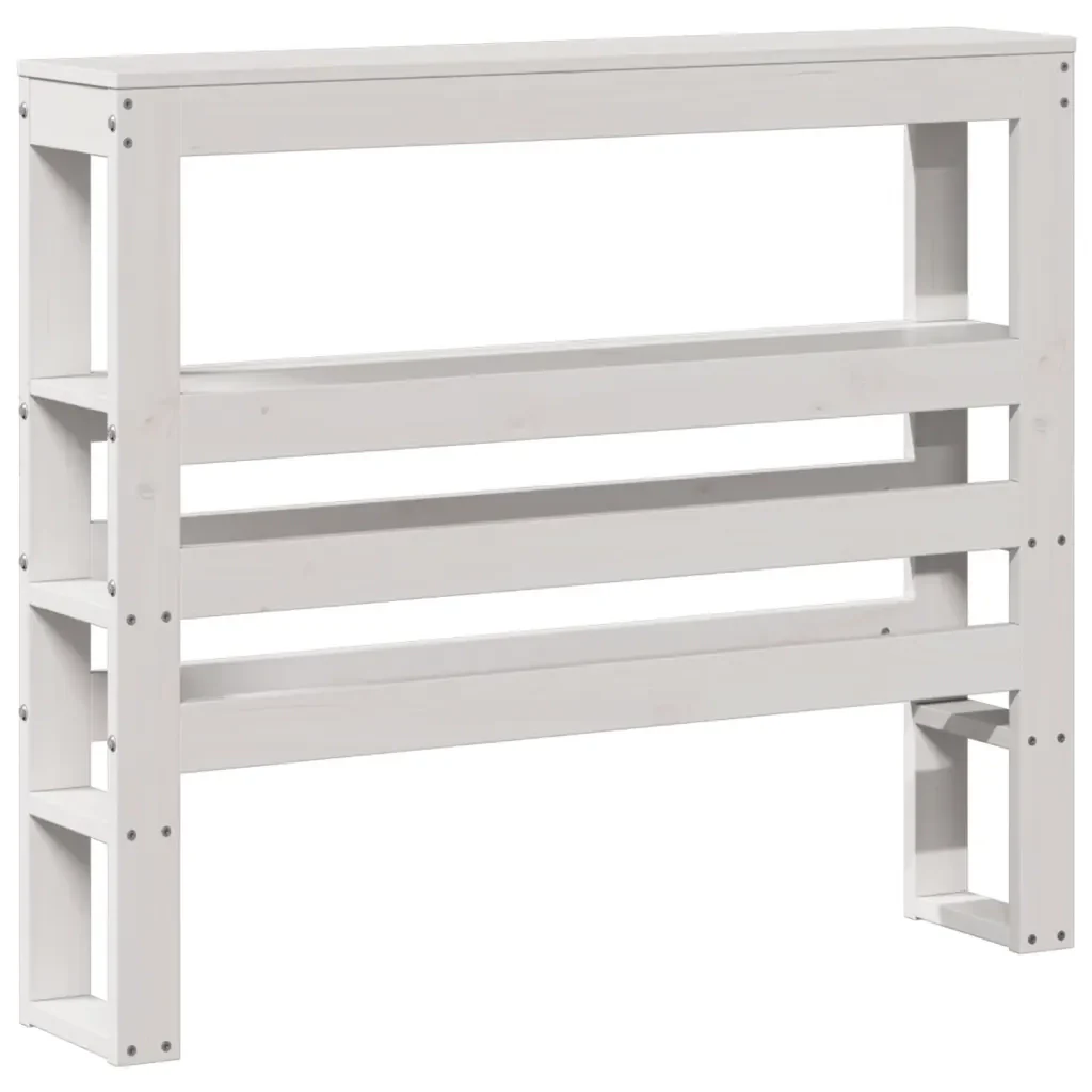 Letto singolo | Letto per adulti | Giroletto con Testiera Bianco 90x200 cm Legno Massello di Pino - Image 6