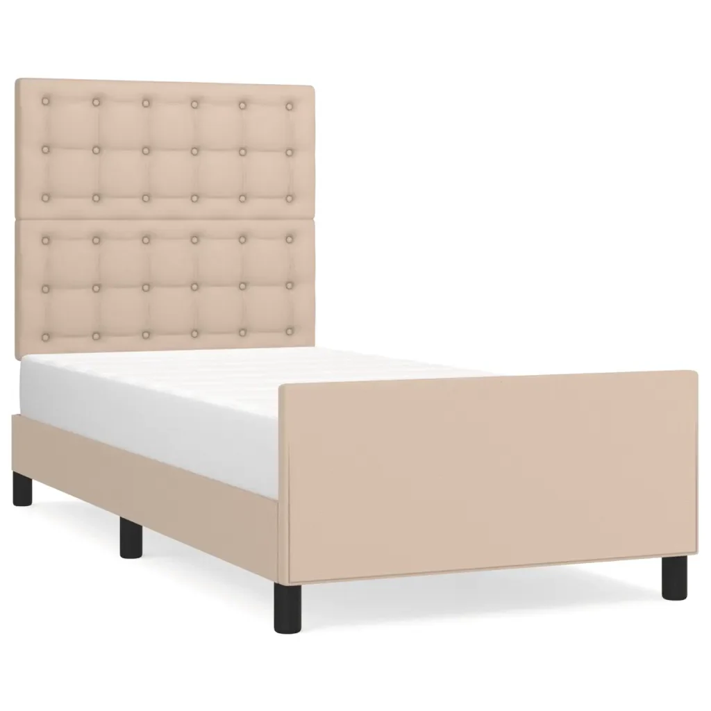 Letto singolo | Letto per adulti | Giroletto con Testiera Cappuccino 100x200 cm in Similpelle