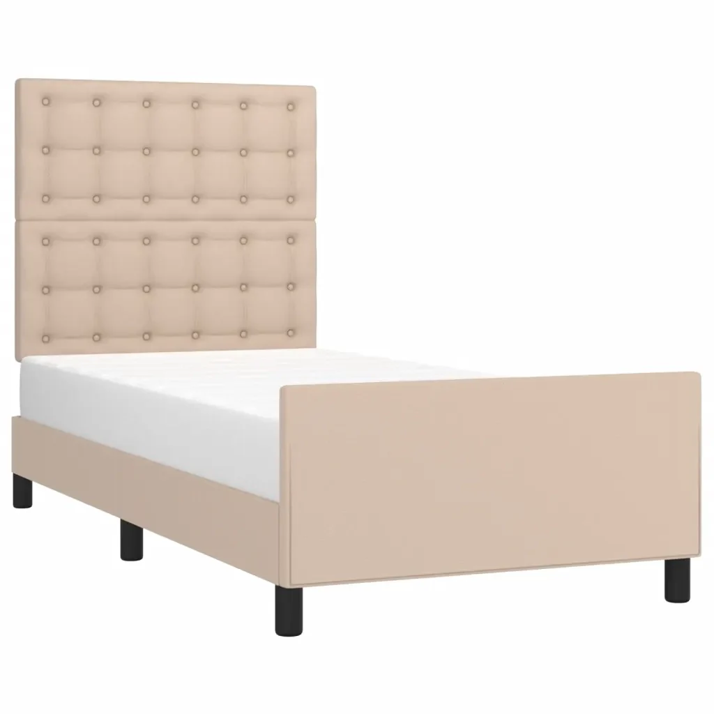 Letto singolo | Letto per adulti | Giroletto con Testiera Cappuccino 100x200 cm in Similpelle - Image 3