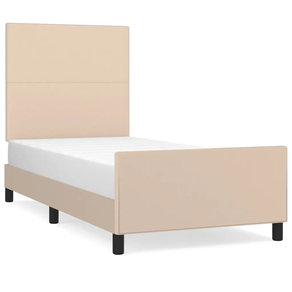 Letto singolo | Letto per adulti | Giroletto con Testiera Cappuccino 100x200 cm in Similpelle