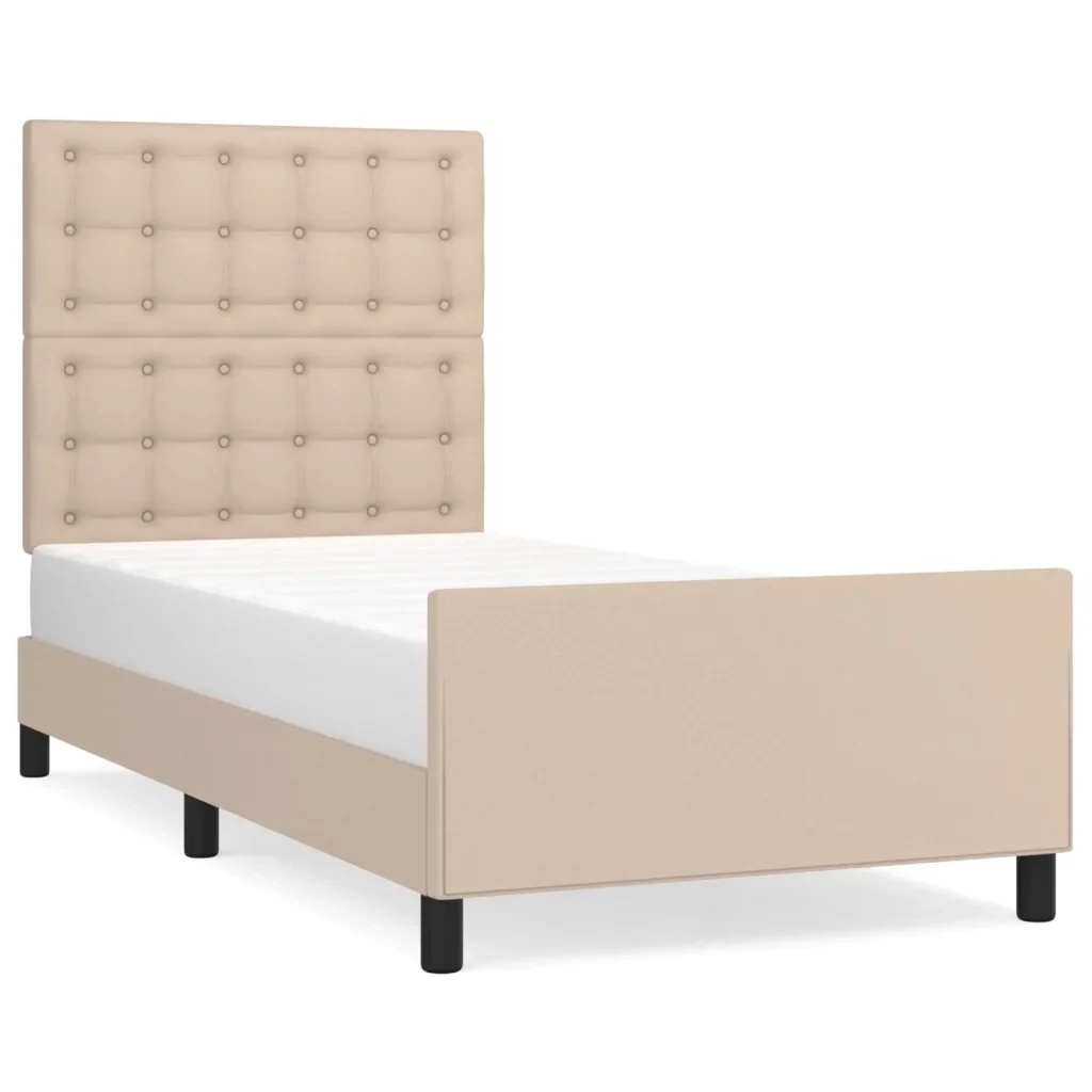 Letto singolo | Letto per adulti | Giroletto con Testiera Cappuccino 90x200 cm in Similpelle