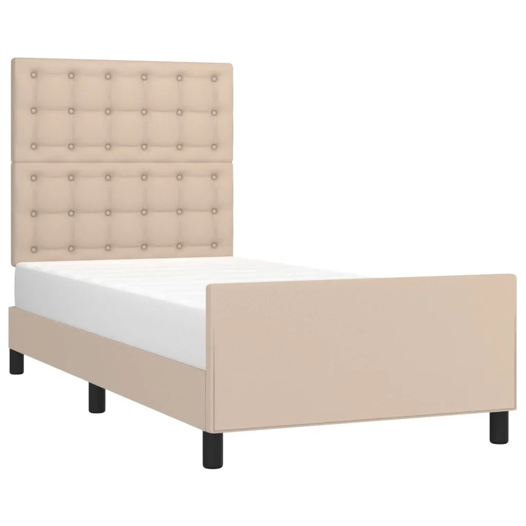 Letto singolo | Letto per adulti | Giroletto con Testiera Cappuccino 90x200 cm in Similpelle - Image 4