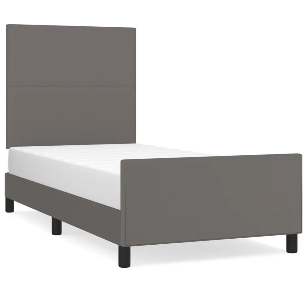 Letto singolo | Letto per adulti | Giroletto con Testiera Crema 100x200 cm in Similpelle