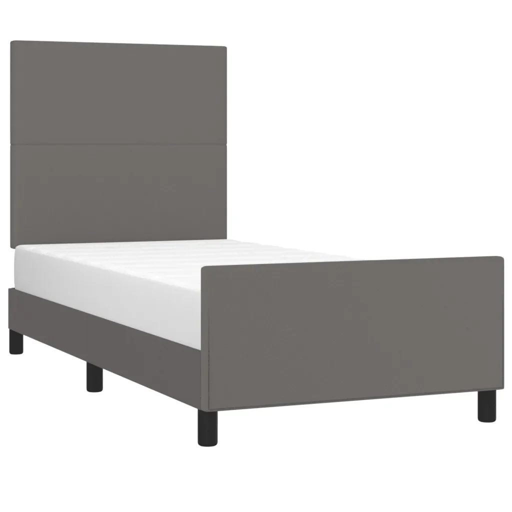 Letto singolo | Letto per adulti | Giroletto con Testiera Crema 100x200 cm in Similpelle - Image 3