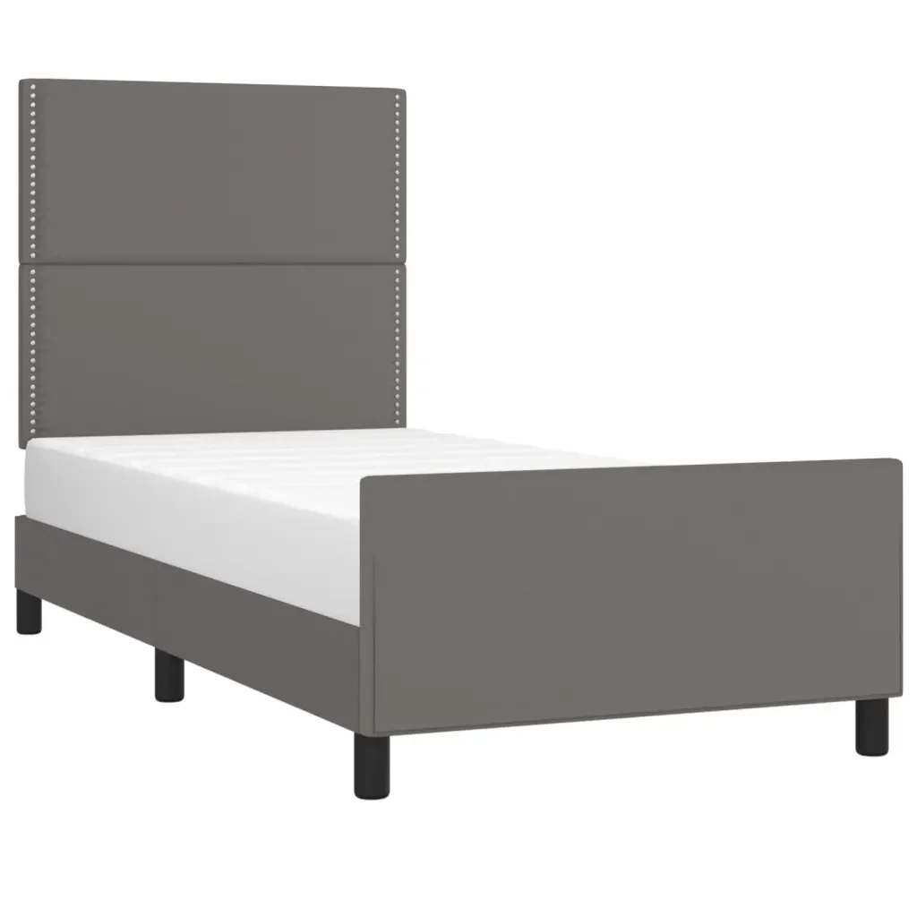 Letto singolo | Letto per adulti | Giroletto con Testiera Crema 100x200 cm in Similpelle - Image 3