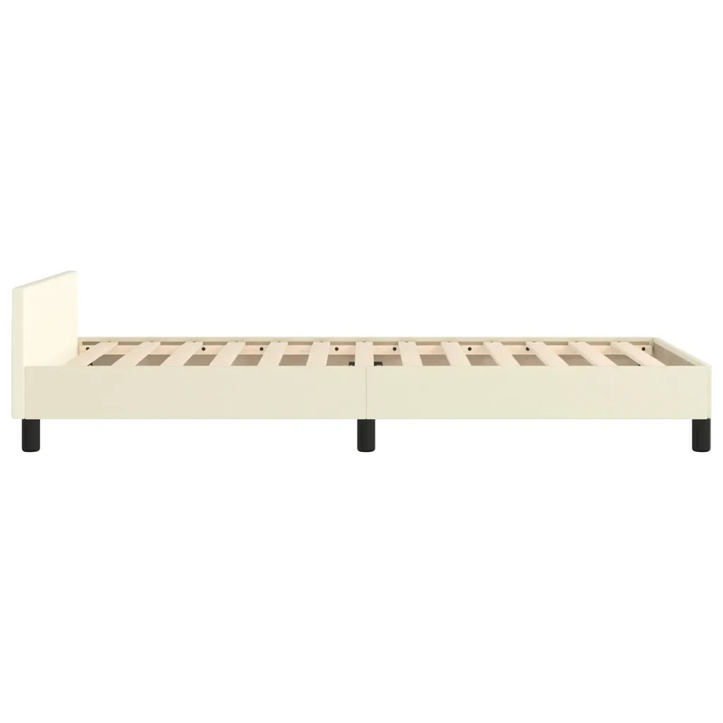 Letto singolo | Letto per adulti | Giroletto con Testiera Crema 100x200 cm in Similpelle - Image 7