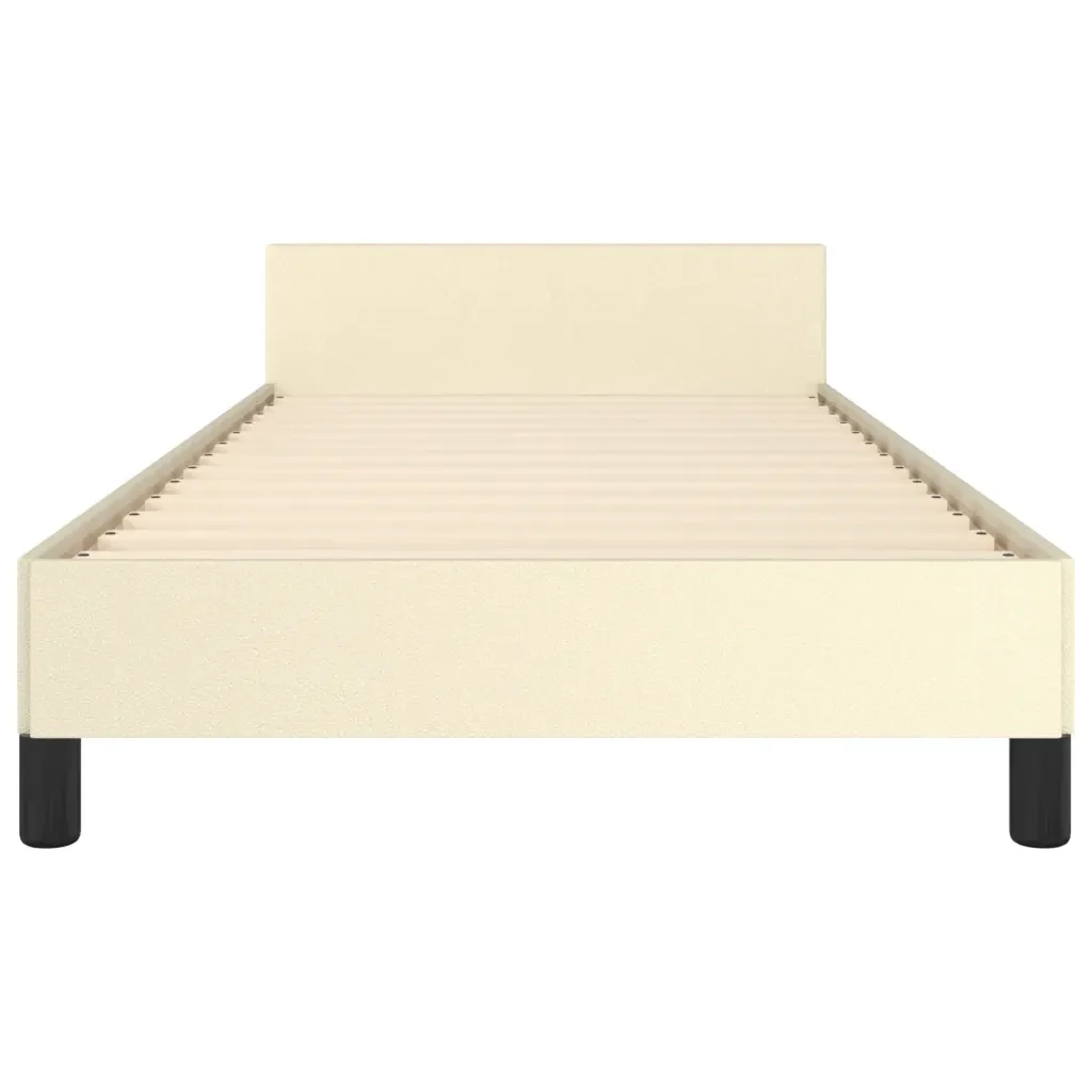 Letto singolo | Letto per adulti | Giroletto con Testiera Crema 100x200 cm in Similpelle - Image 6