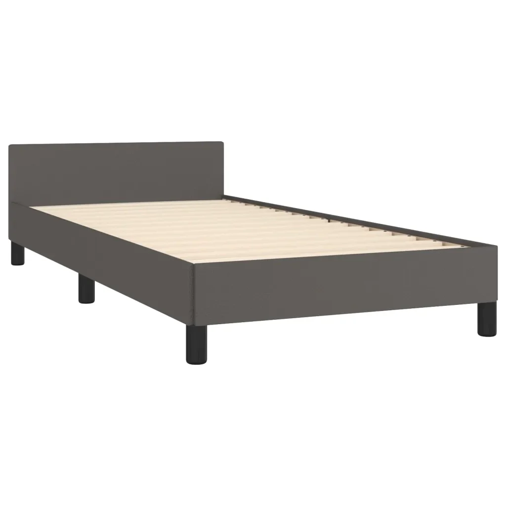 Letto singolo | Letto per adulti | Giroletto con Testiera Crema 90x190 cm in Similpelle - Image 5