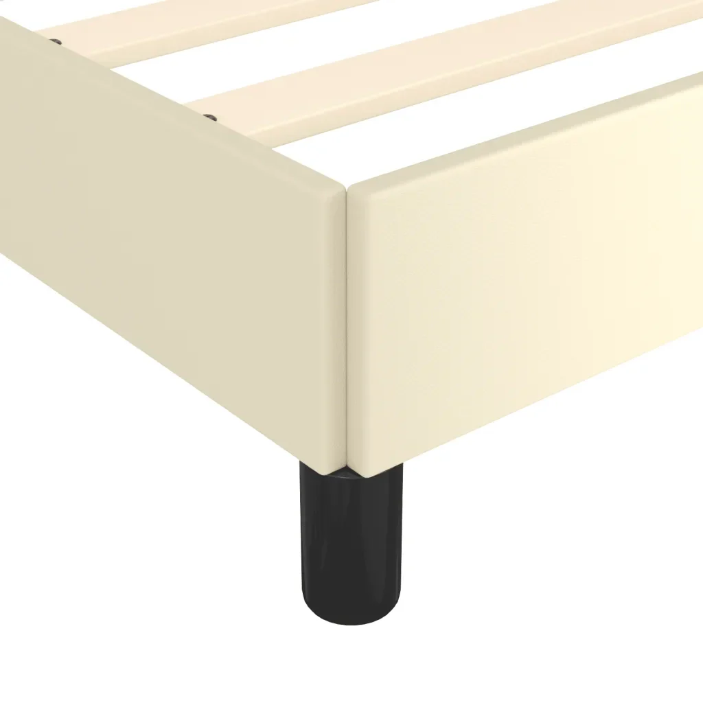 Letto singolo | Letto per adulti | Giroletto con Testiera Crema 90x190 cm in Similpelle - Image 8