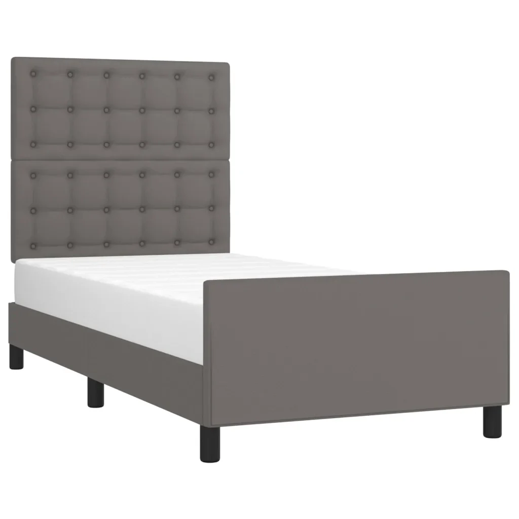 Letto singolo | Letto per adulti | Giroletto con Testiera Crema 90x190 cm in Similpelle - Image 4