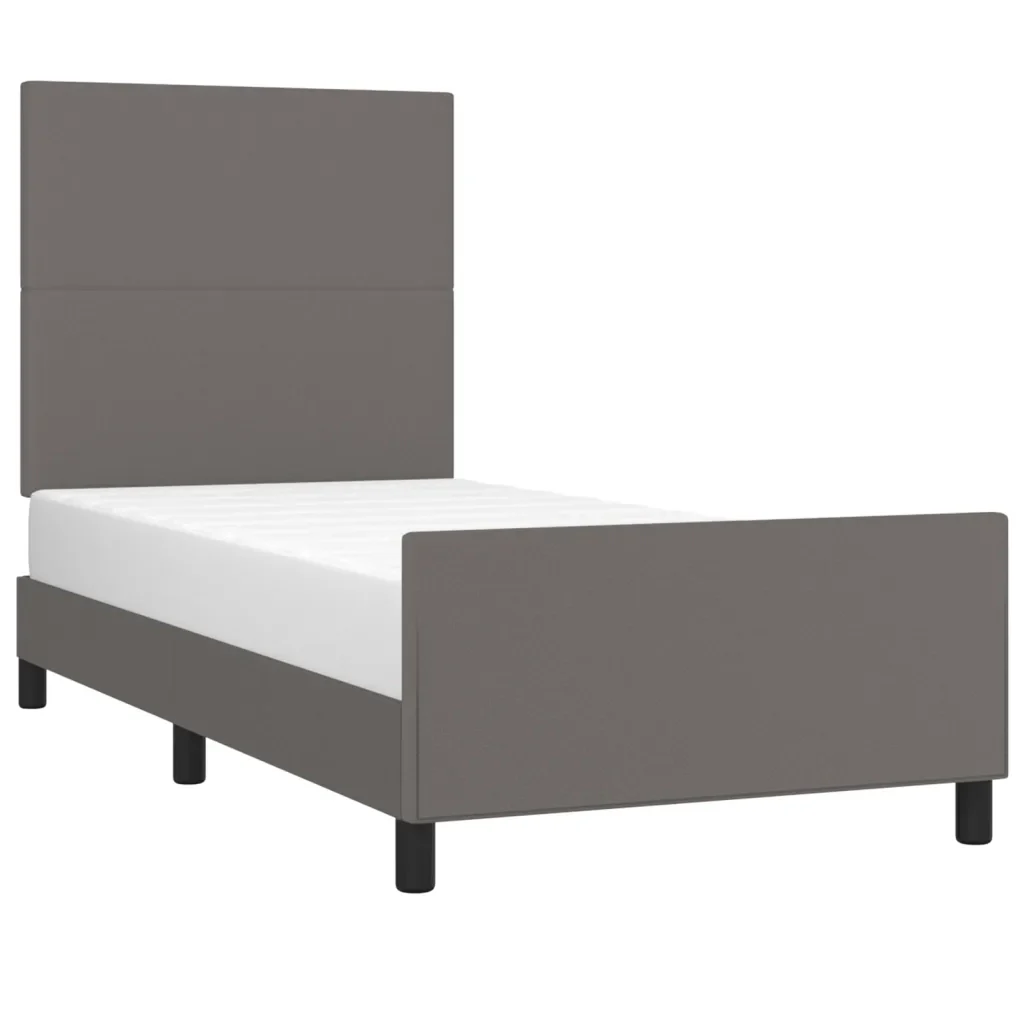 Letto singolo | Letto per adulti | Giroletto con Testiera Crema 90x200 cm in Similpelle - Image 4