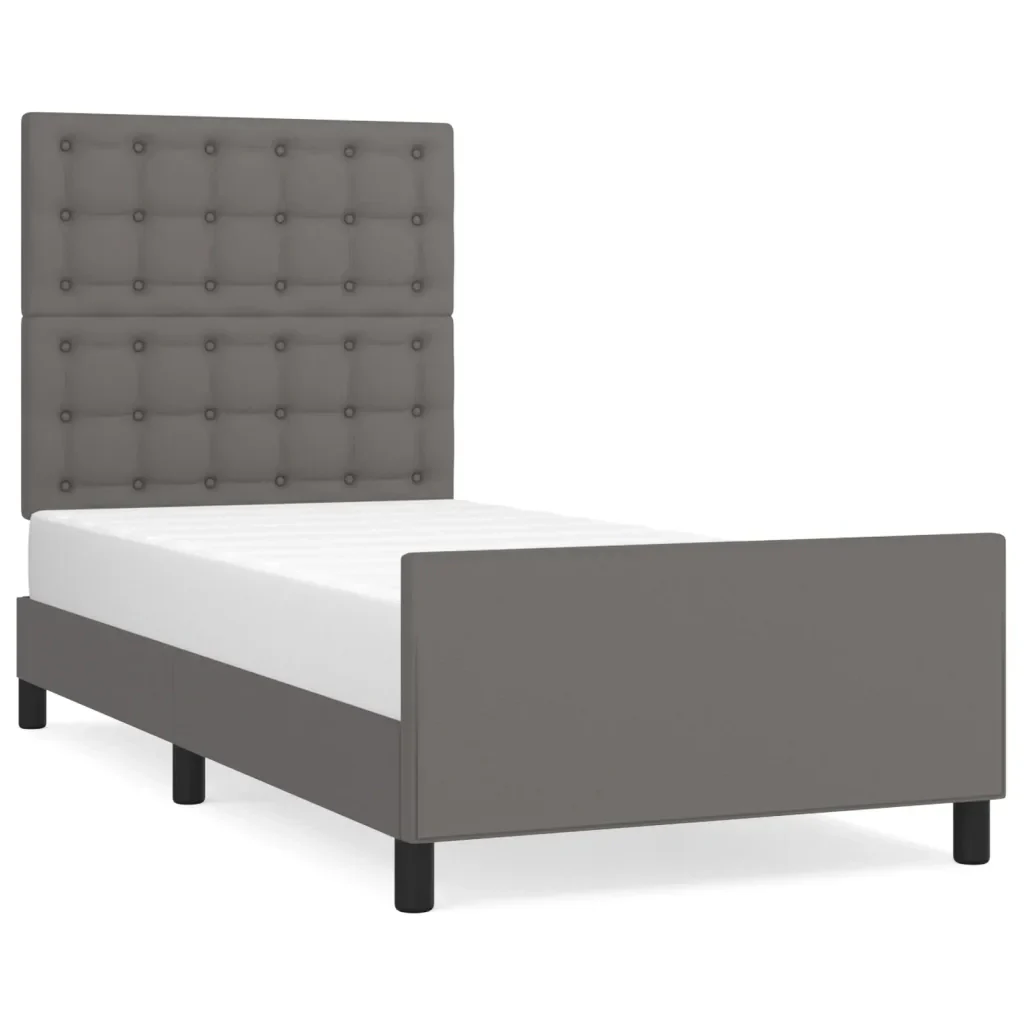 Letto singolo | Letto per adulti | Giroletto con Testiera Crema 90x200 cm in Similpelle