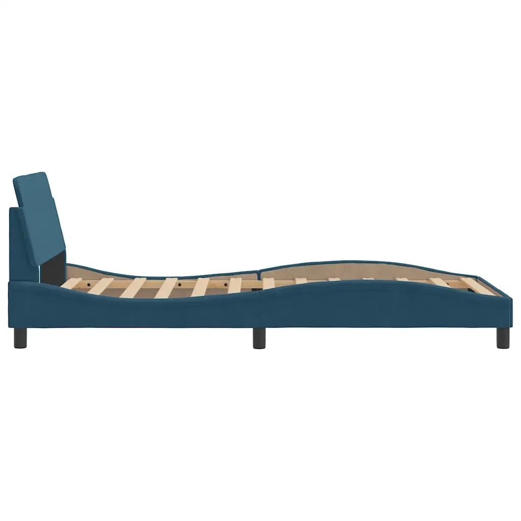 Letto singolo | Letto per adulti | Giroletto con Testiera Dover Blu 100x200 cm in Velluto - Image 5