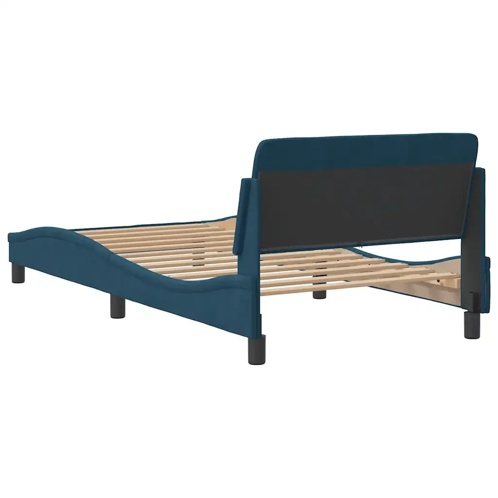 Letto singolo | Letto per adulti | Giroletto con Testiera Dover Blu 100x200 cm in Velluto - Image 6
