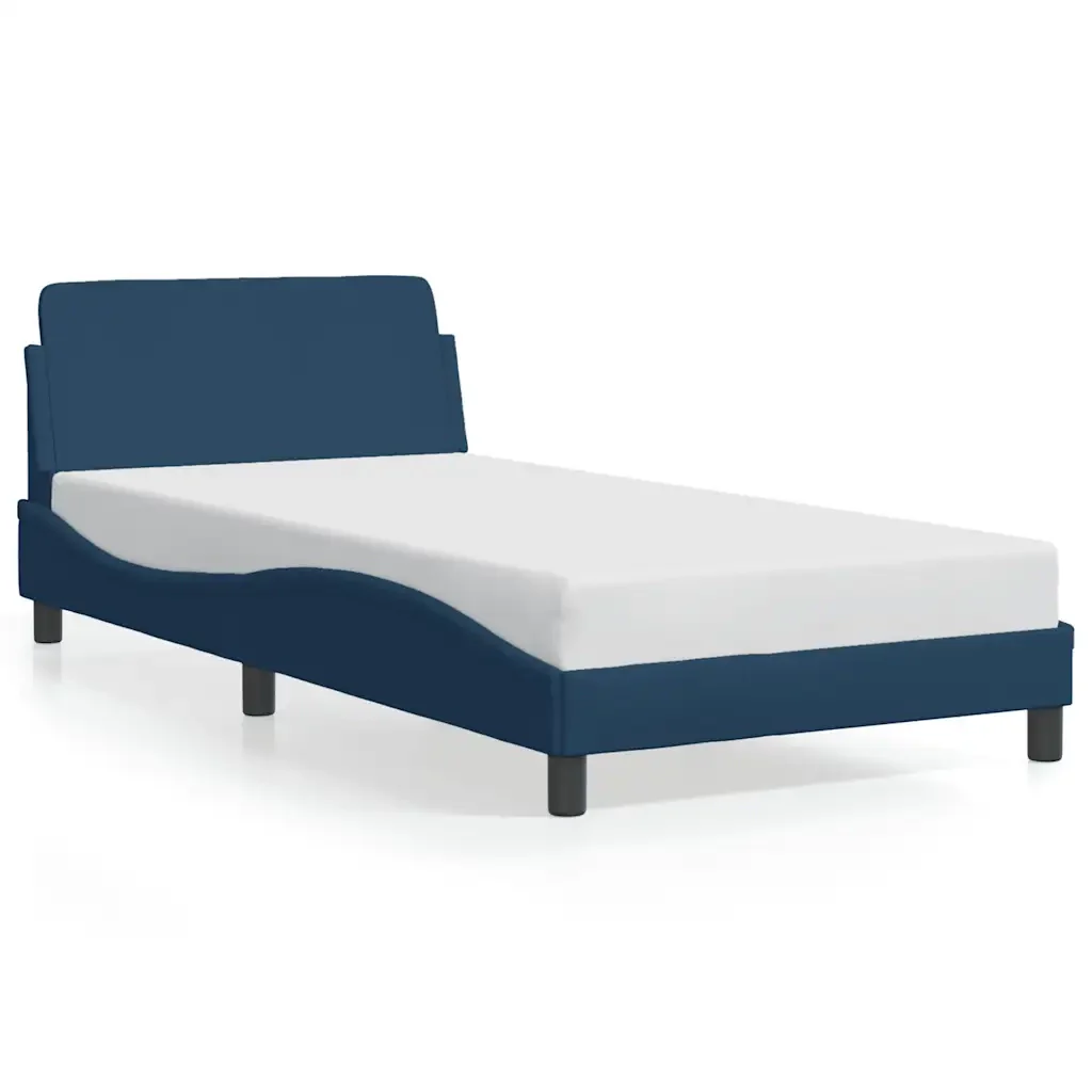 Letto singolo | Letto per adulti | Giroletto con Testiera Dover Blu 100x200 cm Tessuto