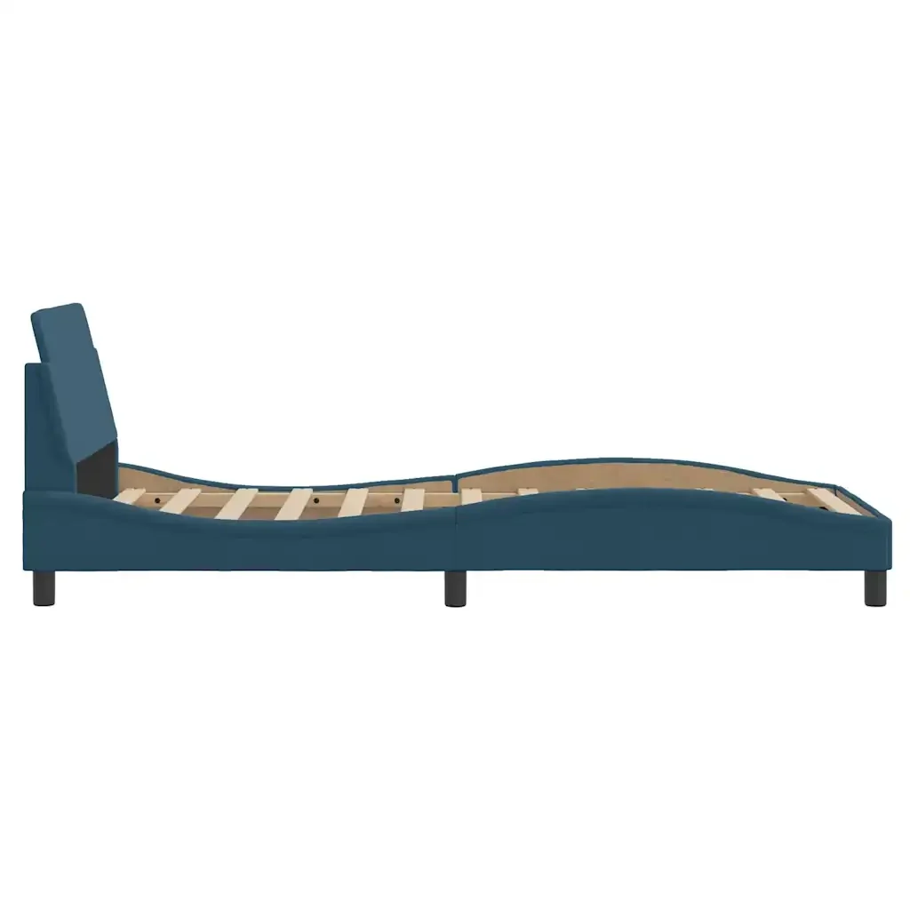 Letto singolo | Letto per adulti | Giroletto con Testiera Dover Blu 80x200 cm in Velluto - Image 5