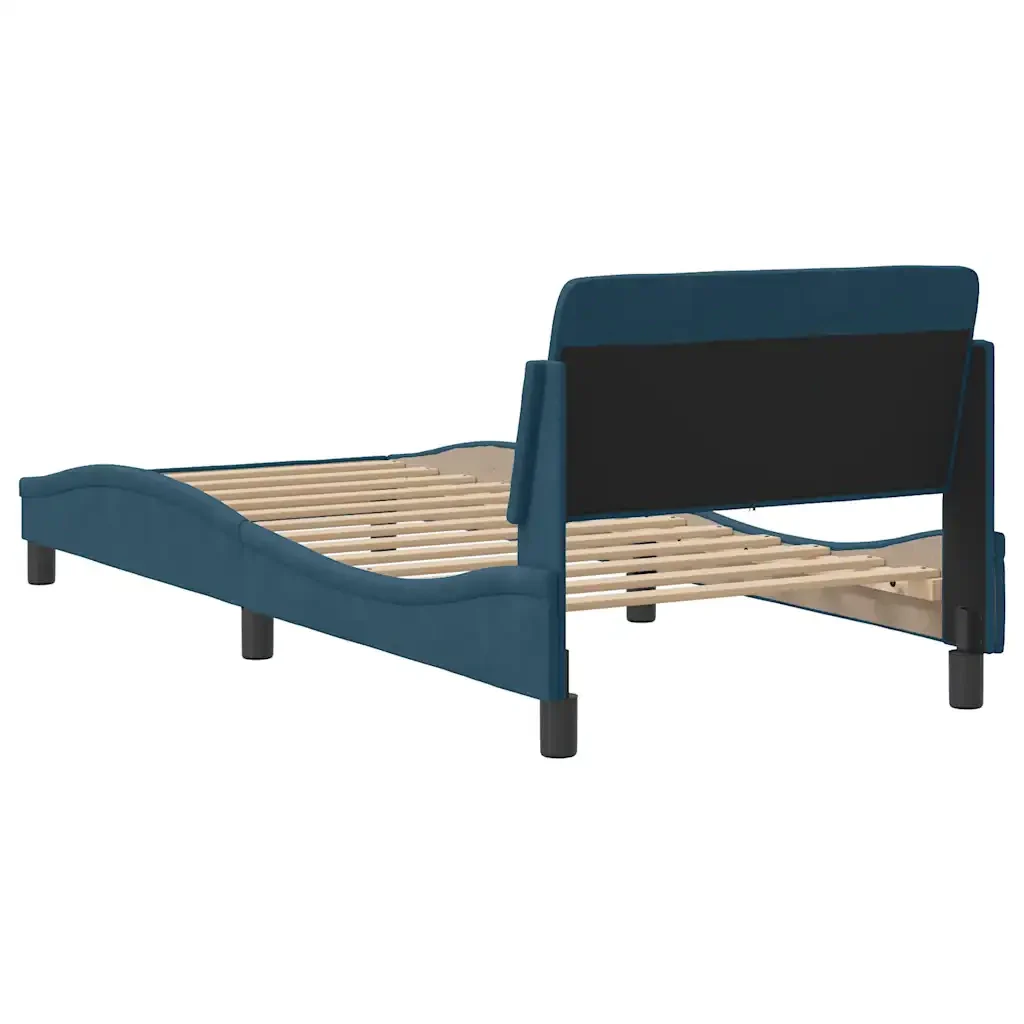 Letto singolo | Letto per adulti | Giroletto con Testiera Dover Blu 80x200 cm in Velluto - Image 6
