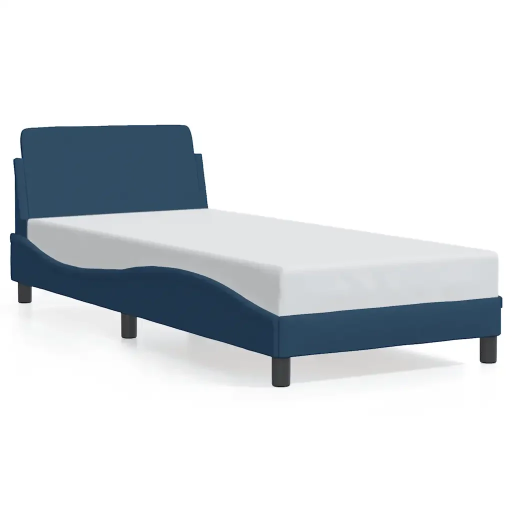 Letto singolo | Letto per adulti | Giroletto con Testiera Dover Blu 90x190 cm Tessuto
