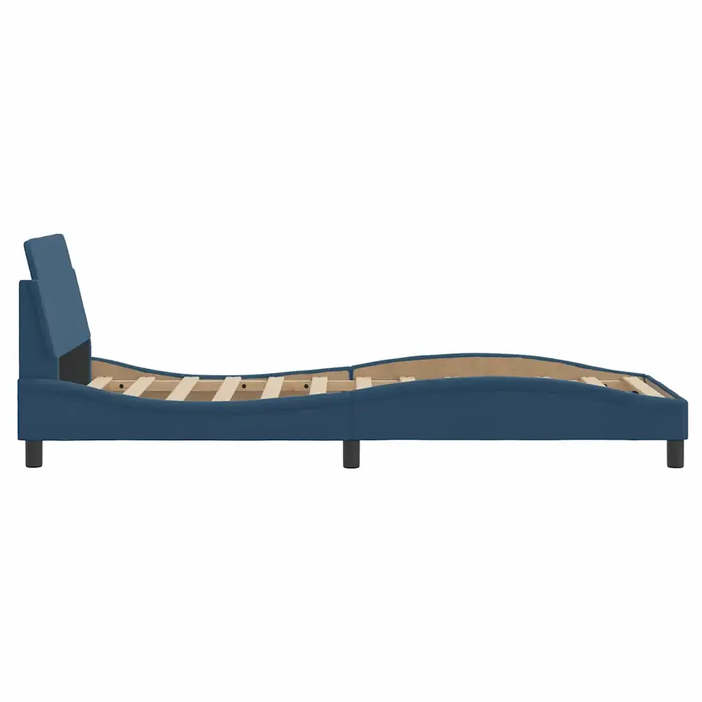 Letto singolo | Letto per adulti | Giroletto con Testiera Dover Blu 90x190 cm Tessuto - Image 5