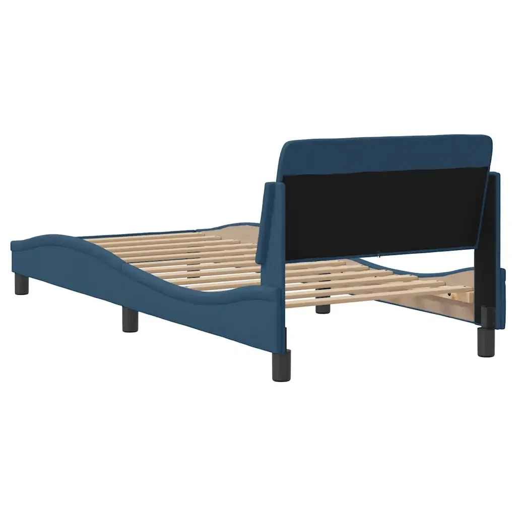 Letto singolo | Letto per adulti | Giroletto con Testiera Dover Blu 90x200 cm Tessuto - Image 6
