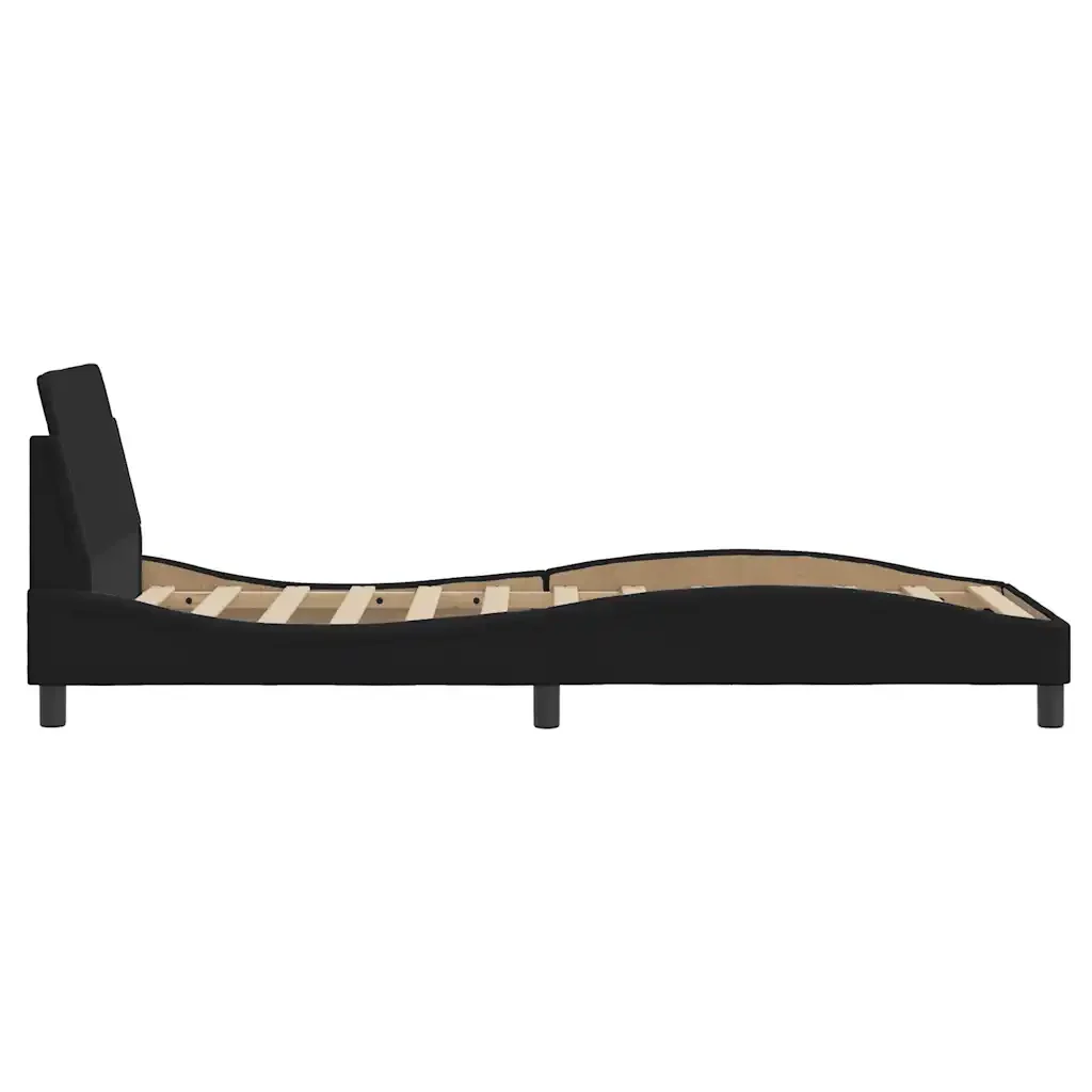 Letto singolo | Letto per adulti | Giroletto con Testiera Dover Nero 80x200 cm Tessuto - Image 5