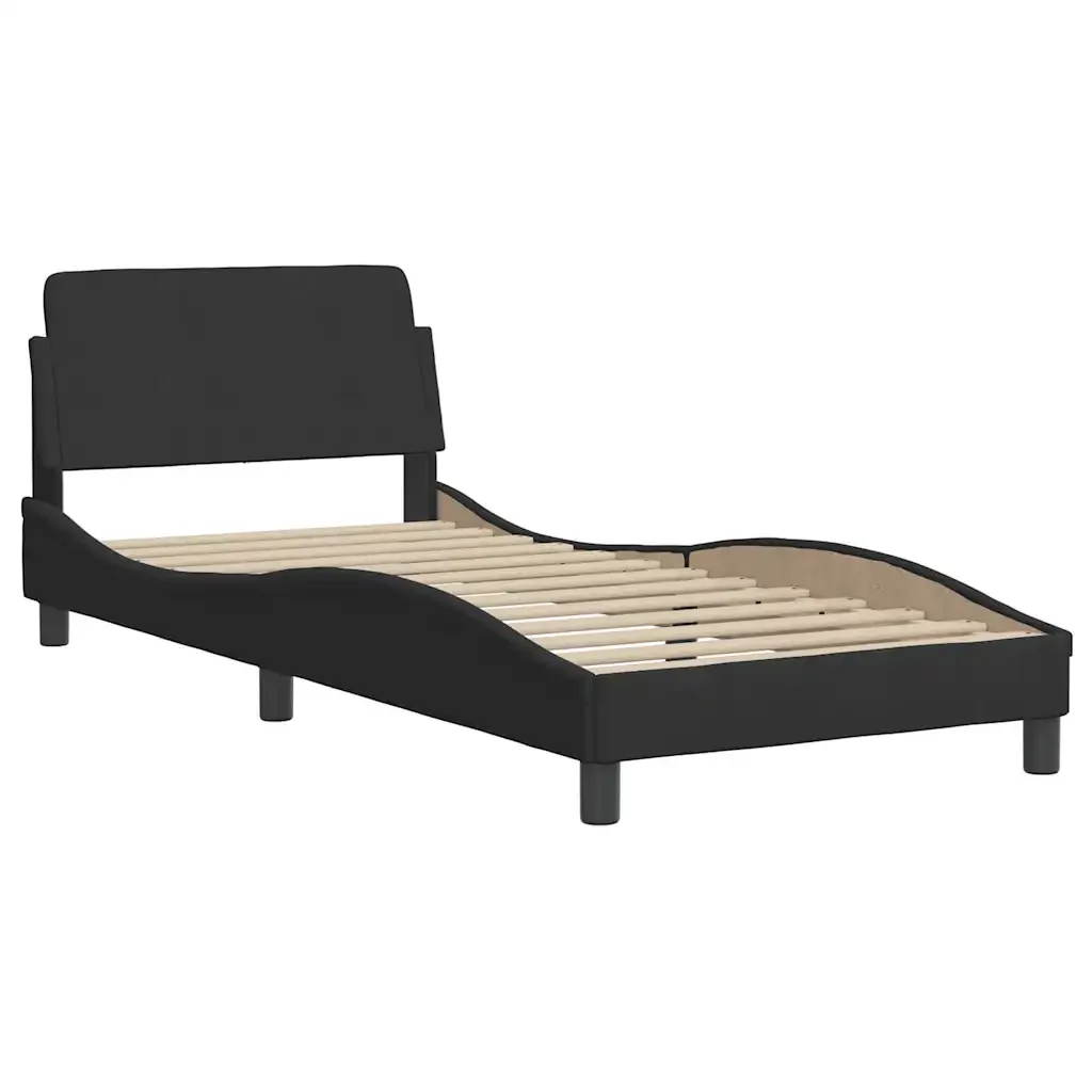 Letto singolo | Letto per adulti | Giroletto con Testiera Dover Nero 90x190 cm Velluto - Image 4