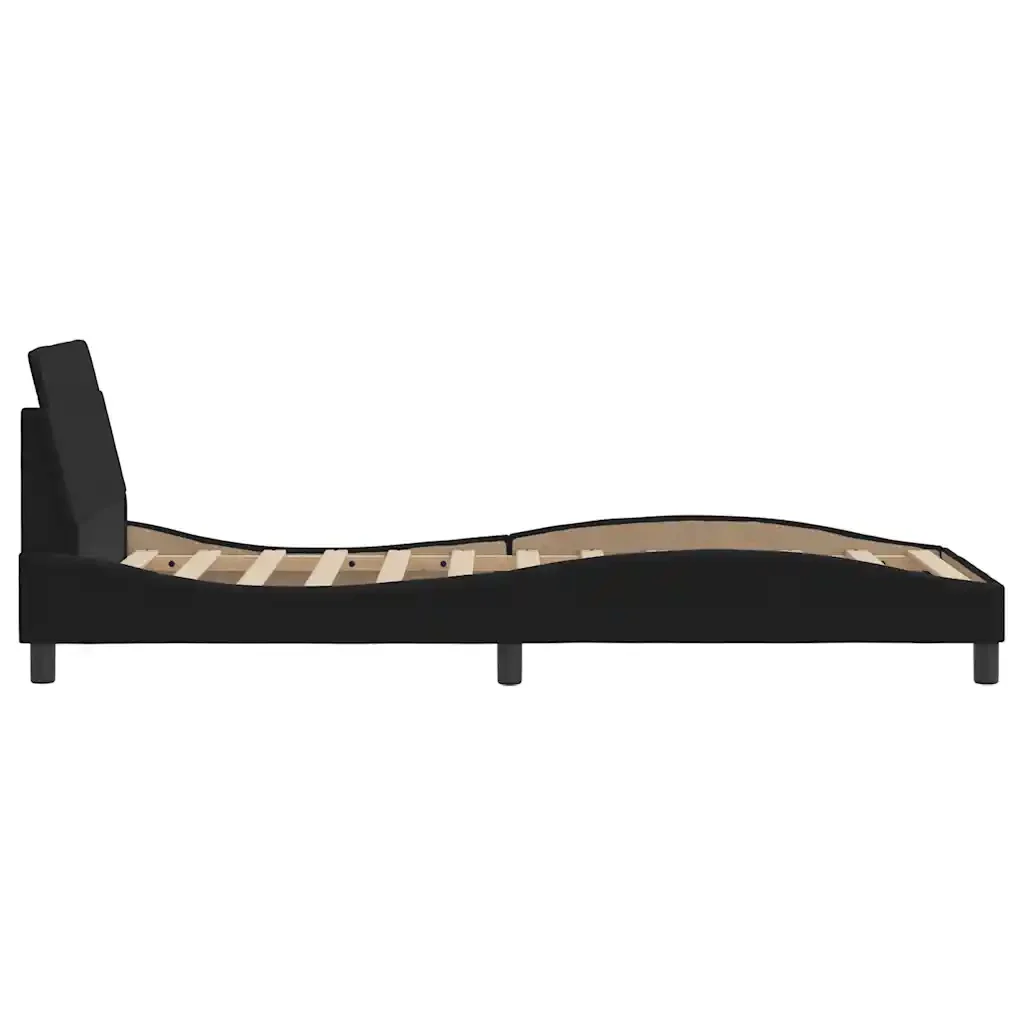 Letto singolo | Letto per adulti | Giroletto con Testiera Dover Nero 90x190 cm Velluto - Image 5