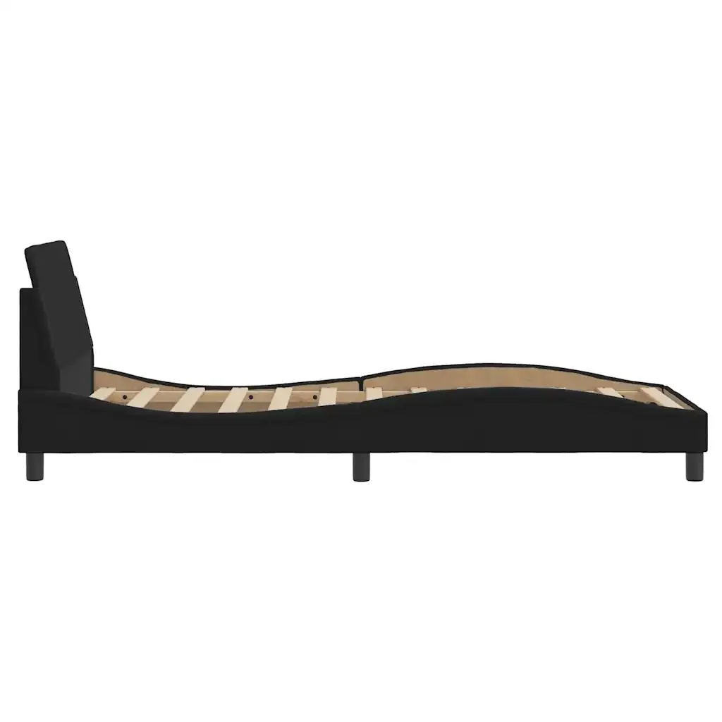 Letto singolo | Letto per adulti | Giroletto con Testiera Dover Nero 90x200 cm Tessuto - Image 5
