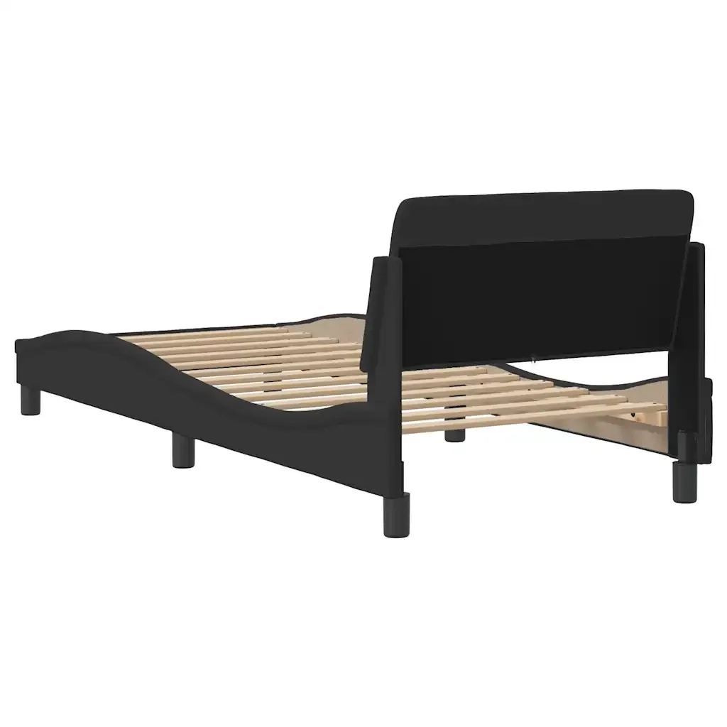 Letto singolo | Letto per adulti | Giroletto con Testiera Dover Nero 90x200 cm Tessuto - Image 6