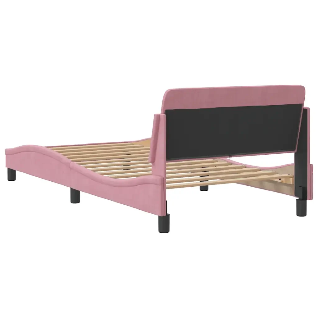 Letto singolo | Letto per adulti | Giroletto con Testiera Dover Rosa 100x200 cm Velluto - Image 6