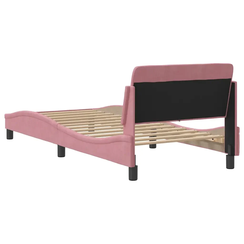 Letto singolo | Letto per adulti | Giroletto con Testiera Dover Rosa 90x200 cm Velluto - Image 6