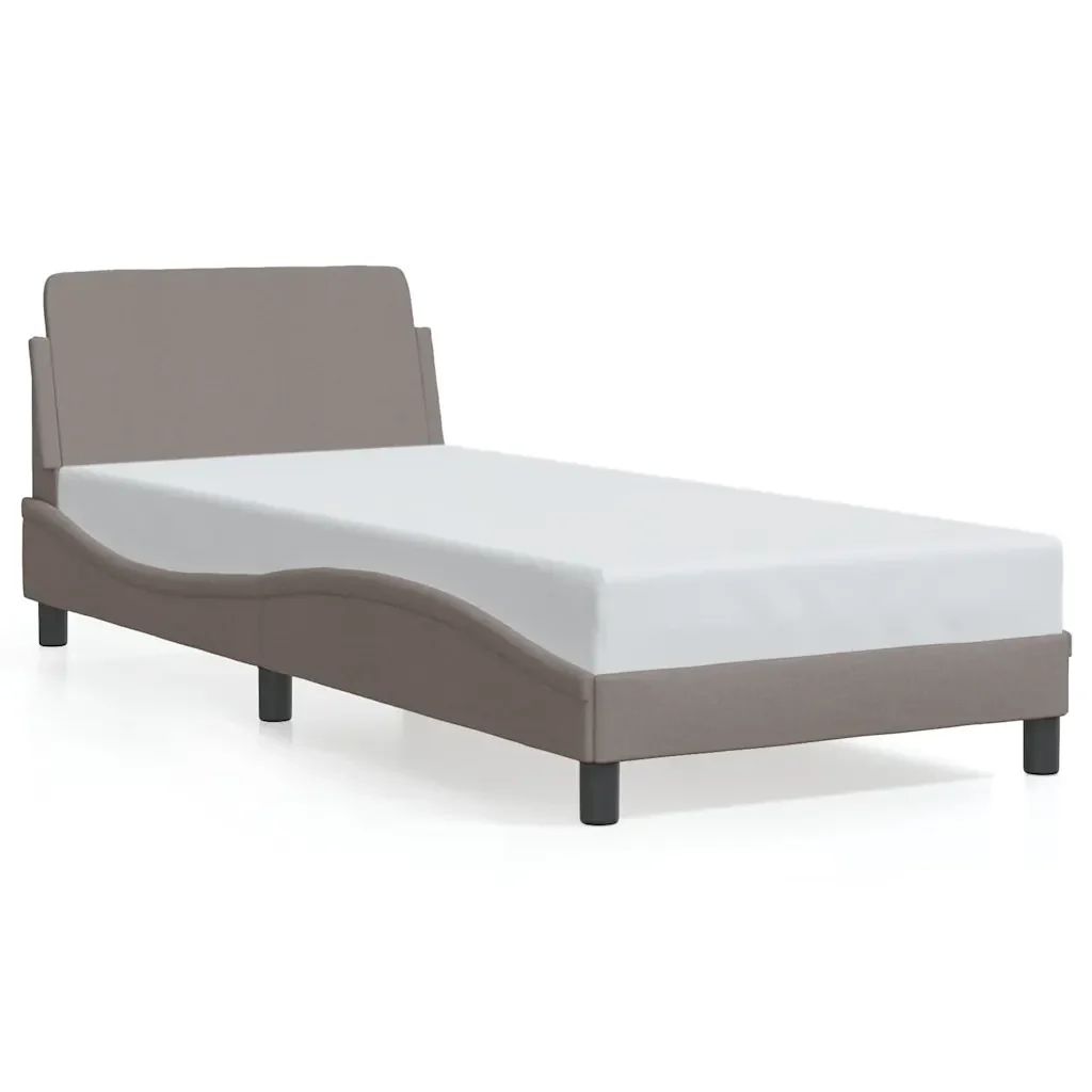 Letto singolo | Letto per adulti | Giroletto con Testiera Dover Tortora 80x200cm Tessuto