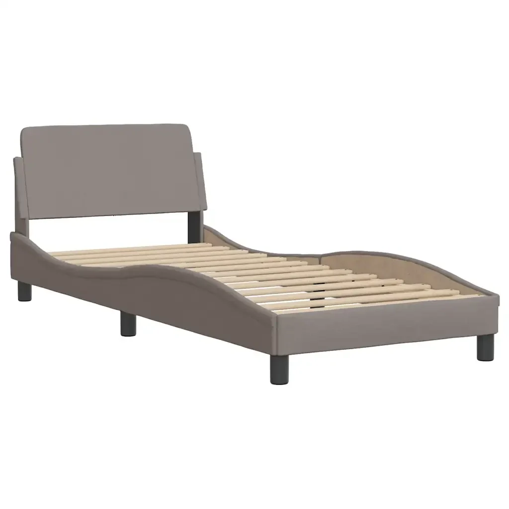 Letto singolo | Letto per adulti | Giroletto con Testiera Dover Tortora 90x200cm Tessuto - Image 4