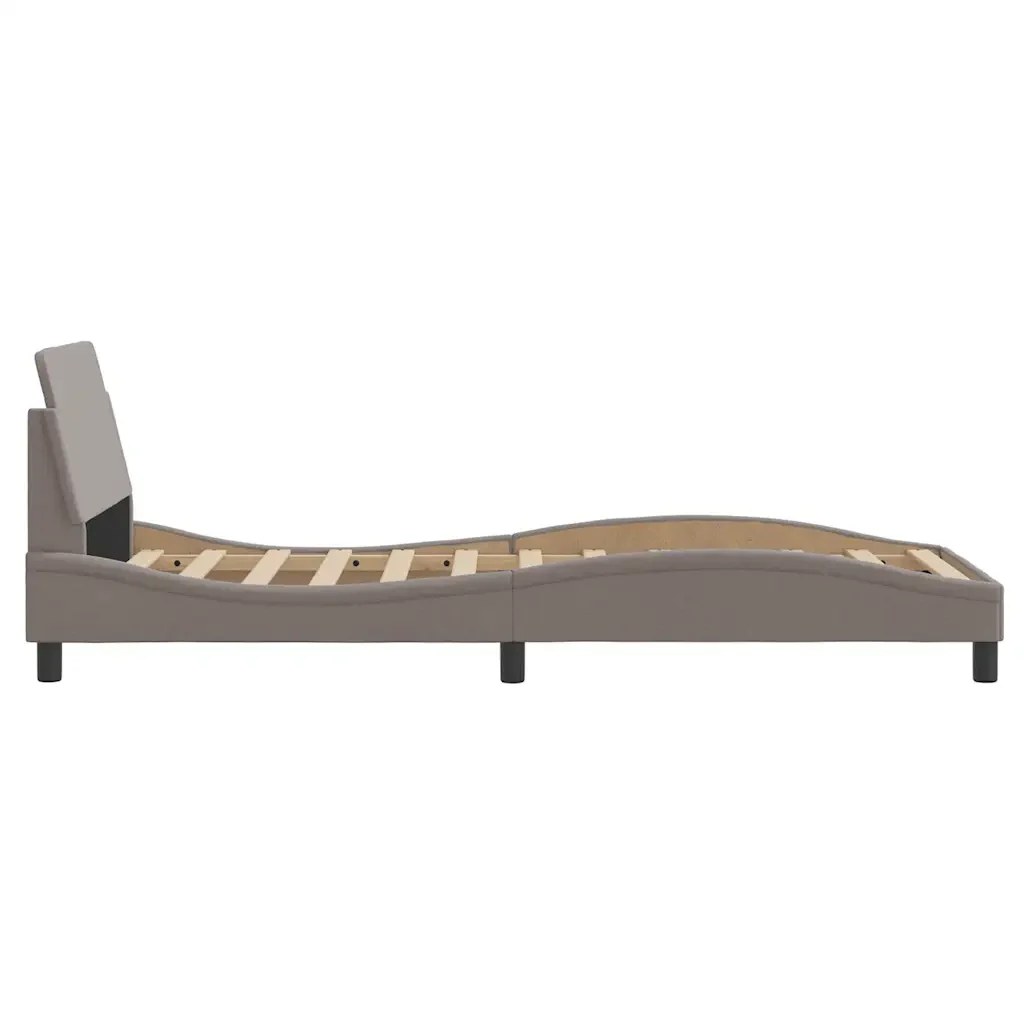 Letto singolo | Letto per adulti | Giroletto con Testiera Dover Tortora 90x200cm Tessuto - Image 5