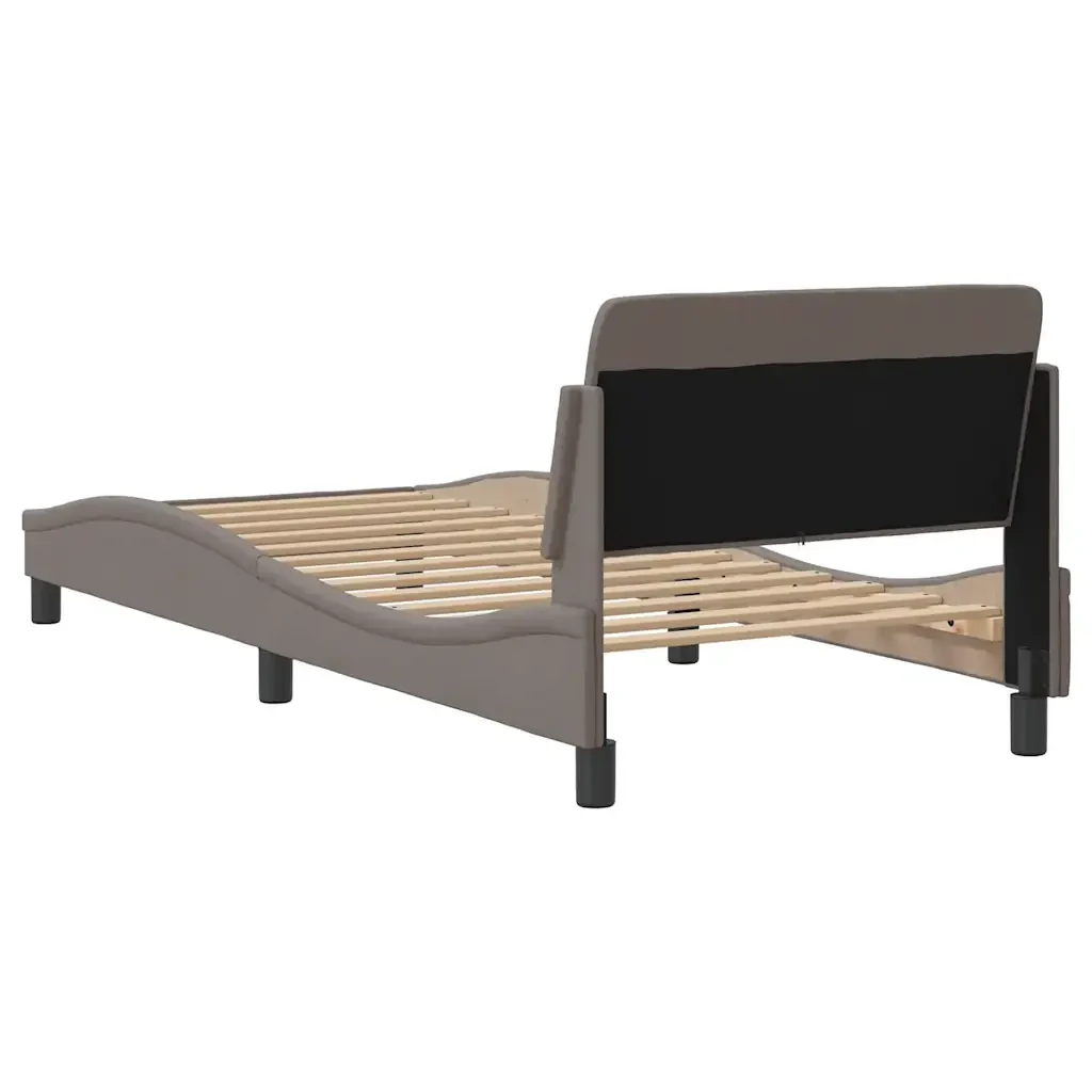 Letto singolo | Letto per adulti | Giroletto con Testiera Dover Tortora 90x200cm Tessuto - Image 6