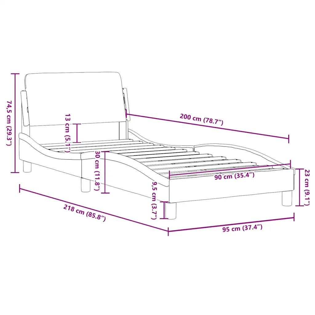 Letto singolo | Letto per adulti | Giroletto con Testiera Dover Tortora 90x200cm Tessuto - Image 9
