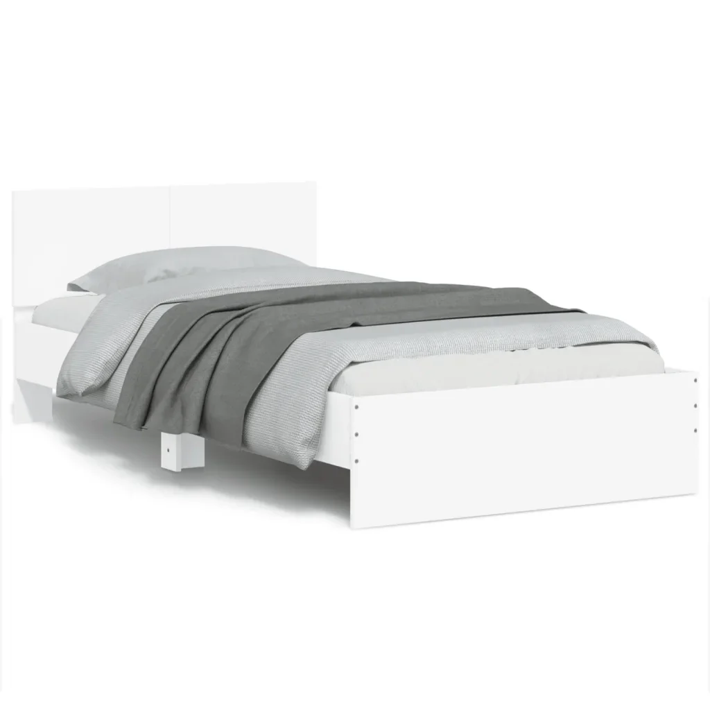 Letto singolo | Letto per adulti | Giroletto con Testiera e LED Bianco 100x200 cm - Image 2