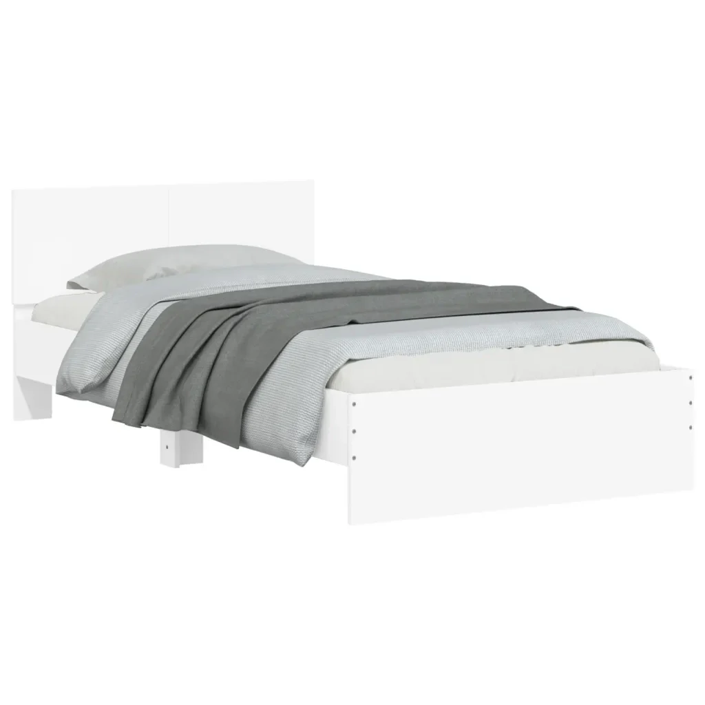 Letto singolo | Letto per adulti | Giroletto con Testiera e LED Bianco 100x200 cm - Image 5